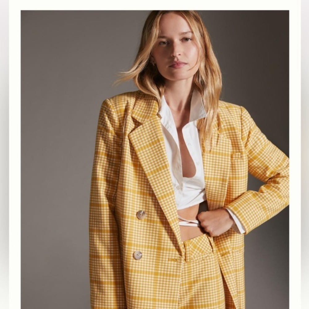 Anthropologie Retro Maeve Plaid Tartan Double-Breasted Blazer NWT, sz 14 - Picture 2 of 16